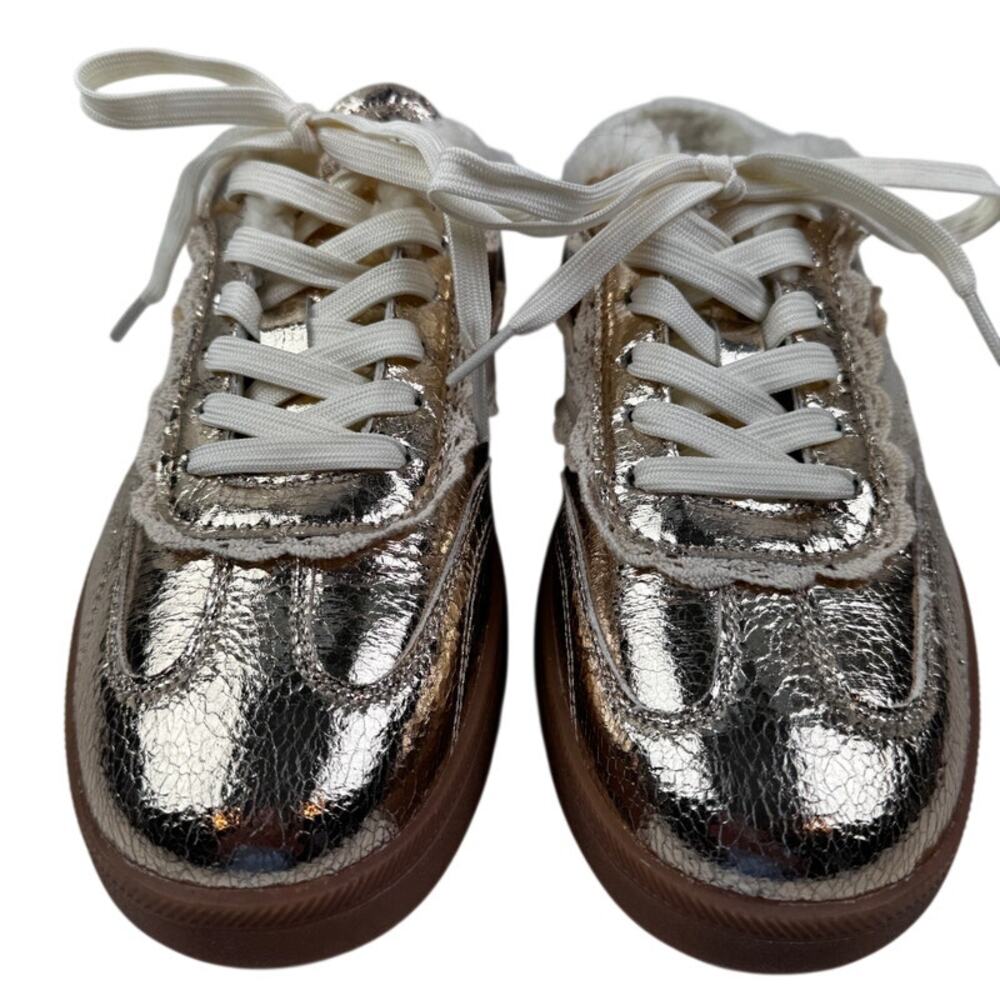 Lucky Step Metallic Gold Slip On Mule Style Casual Sneakers Women's Size 10